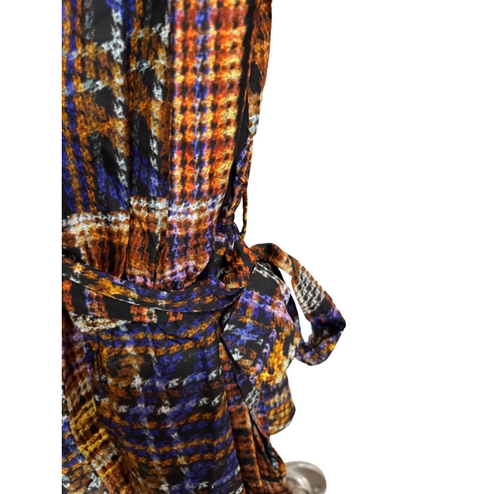 EUC Women's Cato Blouse Top Size L Brown Blue Plaid - Picture 6 of 7